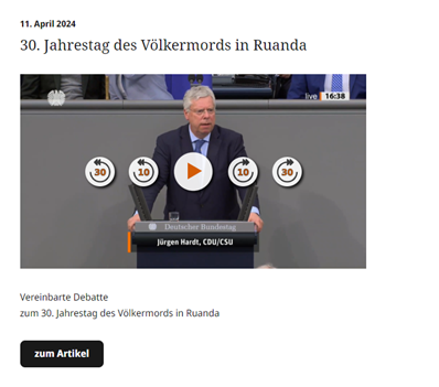Rede im Plenum des Deutschen Bundestages Ruanda